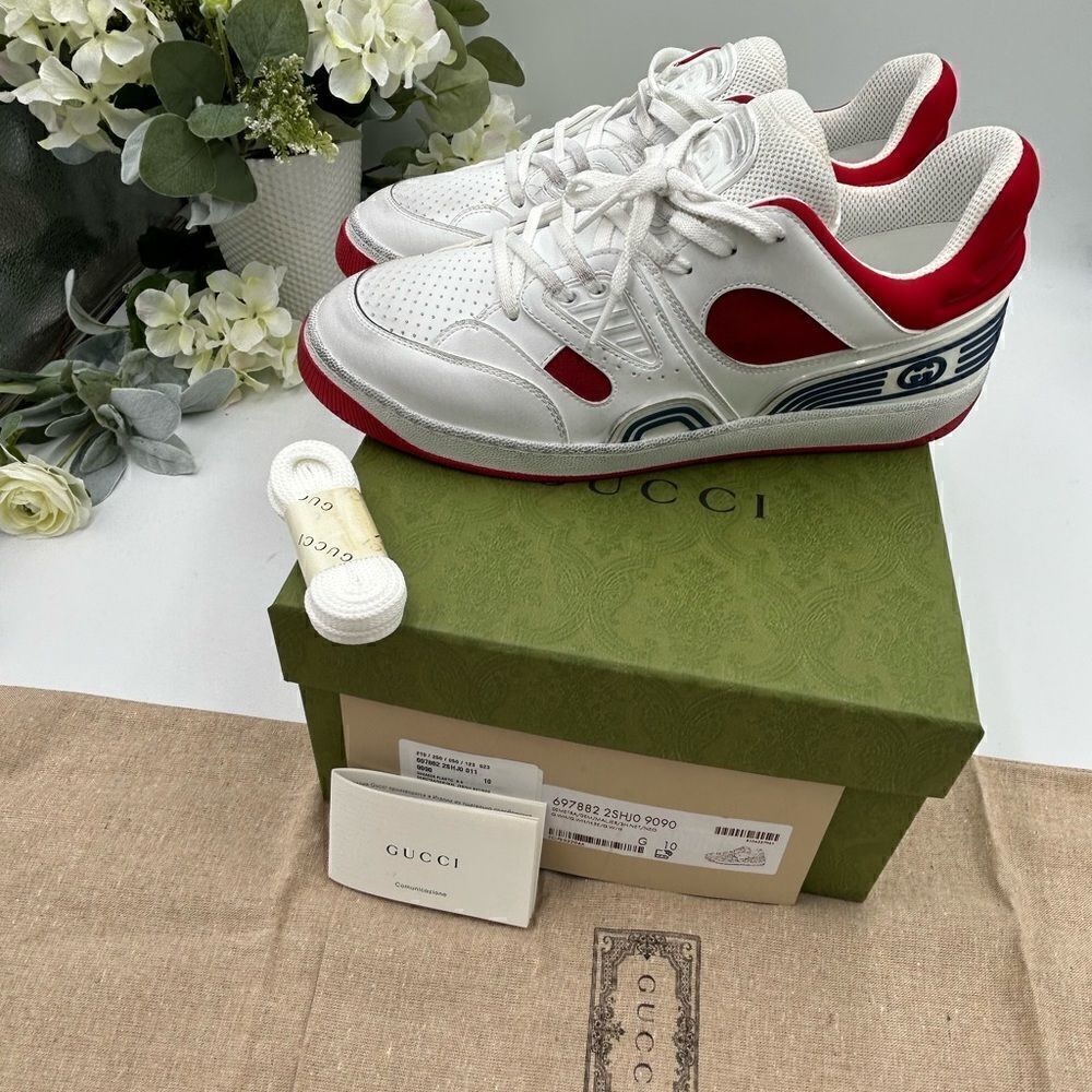 Men’s Gucci leather basket sneakers size 10 made in Italy - Picture 10 of 11
